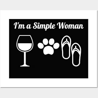 I'm a Simple Woman - Dog Mom Funny Wine Posters and Art